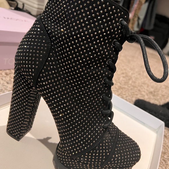 Jessica Simpson black Suede Rhinestone boots - Picture 8 of 9